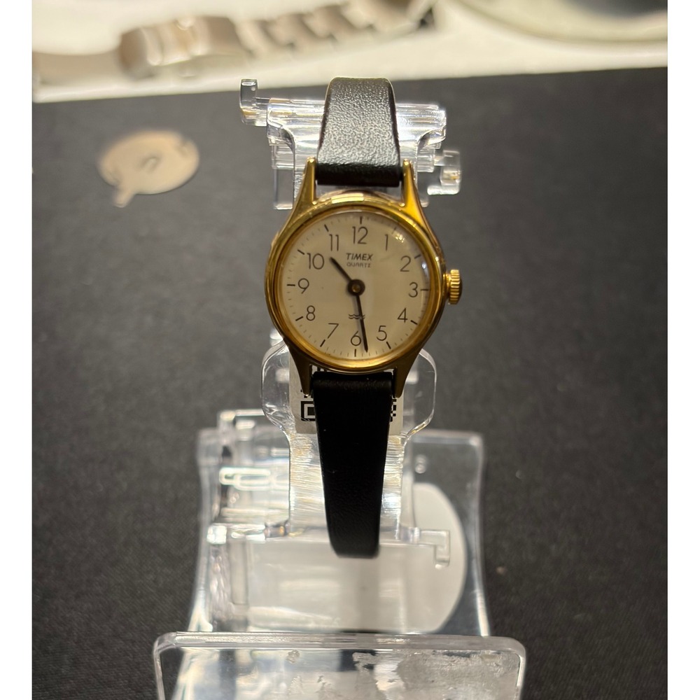 Timex Quartz Watch Womens OS Black Gold Analog Water Resistant Classic